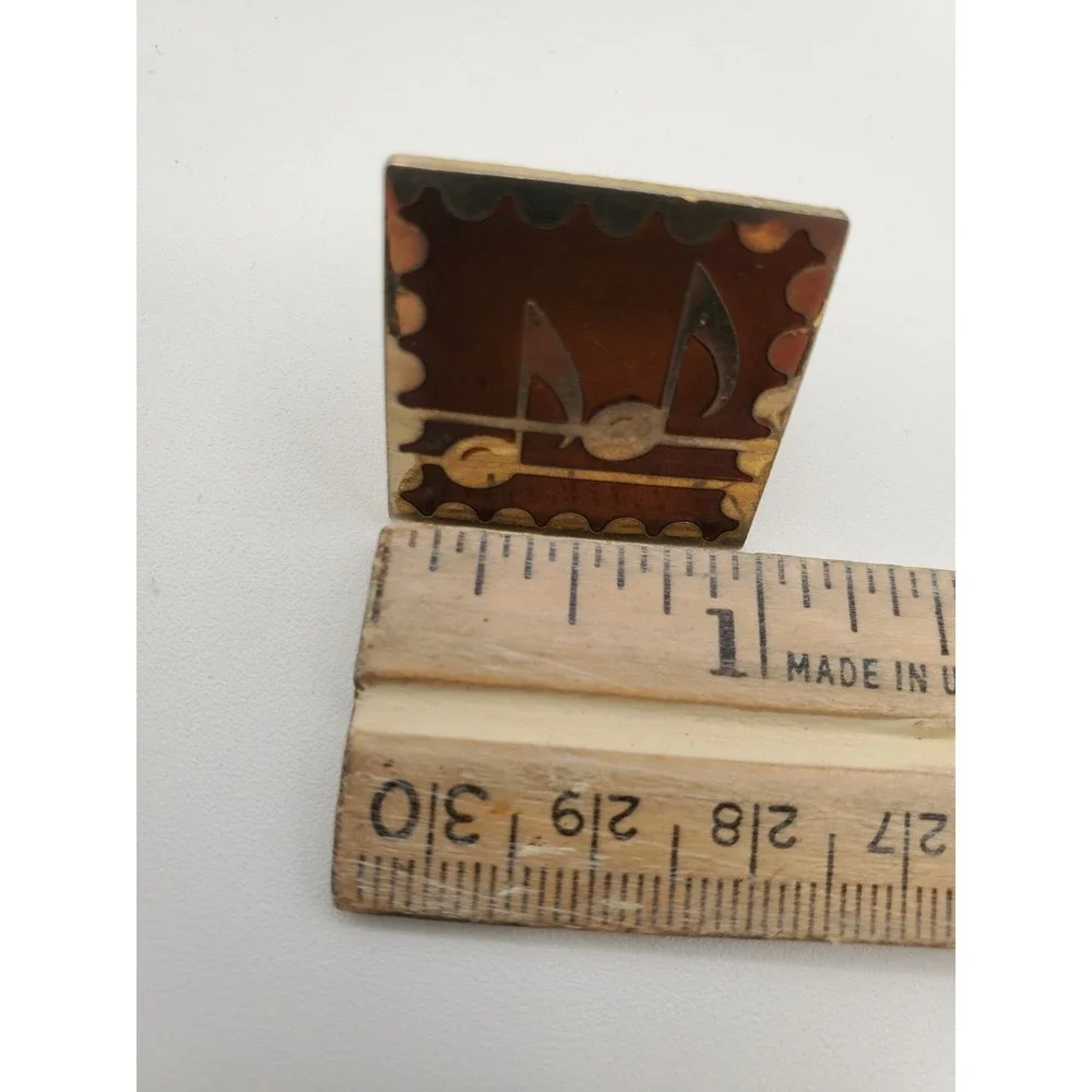 Vtg MCM Musicical Note Goldtone Coppertone Men Music Cuff Links